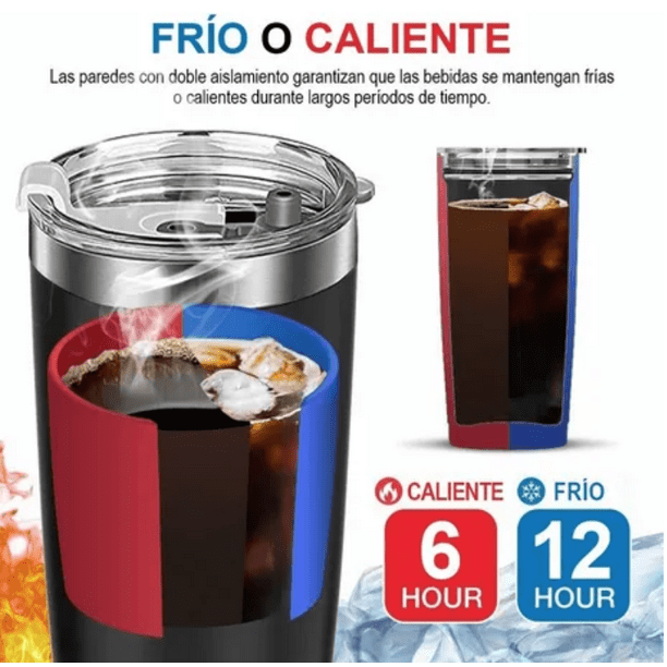  Vaso térmico de acero inoxidable, vaso térmico para mantener el  calor y el frío, taza de café aislada para viaje, taza de café con tapa y  popote para mujeres y hombres (