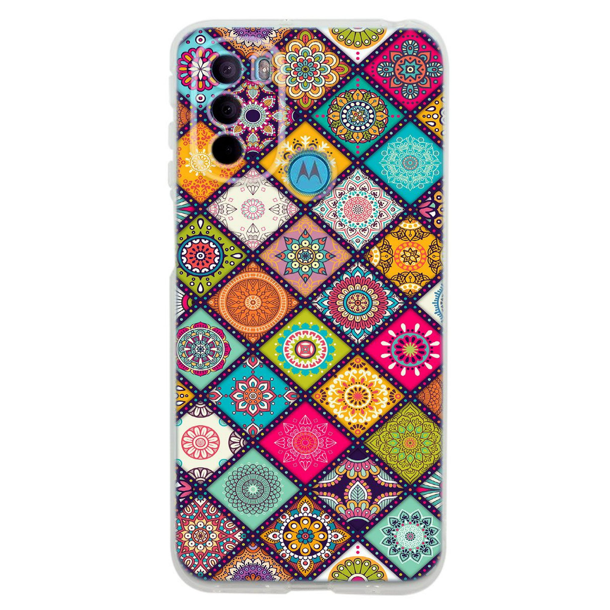 Funda para moto g31 mandalas mosaico, uso rudo, instacase protector para moto g31 antigolpes, case mandalas mosaico