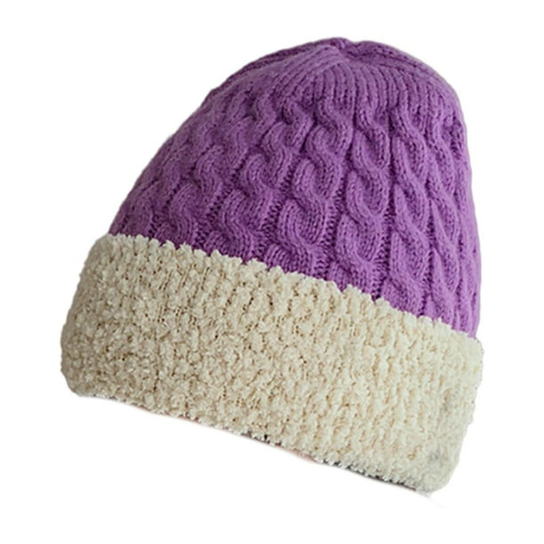 Gorro térmico para mujer, gorros protectores de invierno, hilo de lana  tejido a la moda, , Púrpura Yuyangstore Sombrero de punto de mujer