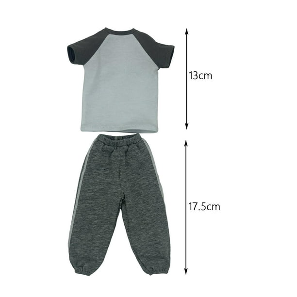 1/6 hombres camiseta con pantalones tela realista moda hecha a mano muñeca  ropa disfraz gris perfke Traje de camisa corta