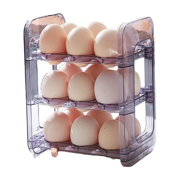 Soporte para huevos para refrigerador, organizador de huevos, bandeja  reutilizable para huevos, contenedor de almacenamiento para encimera,  estante, violeta perfecl Porta huevos