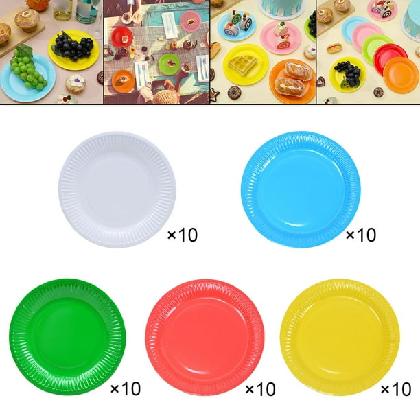 Plato de plástico de colores de 18cm en platos de colores para decorar