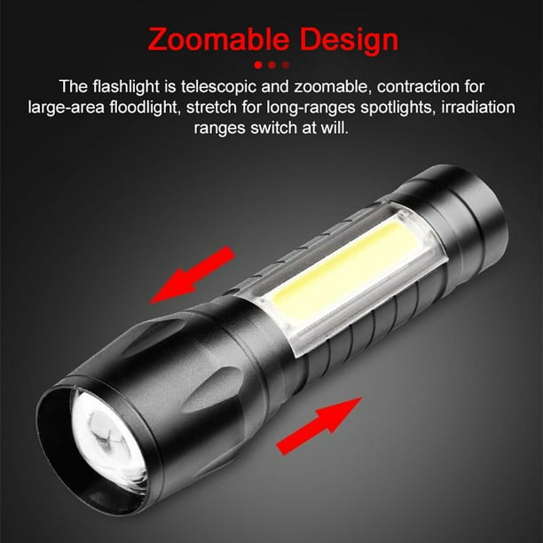 Linterna solar con cable USB, recargable de mano de 8 LED con luz lateral  COB, linterna impermeable portátil, luz de búsqueda de 3 modos de lúmenes