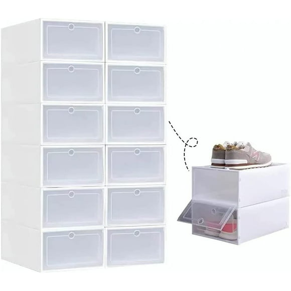 cajas organizadoras para calzado zapados tenis zapatillas zapatera apilable color blanco practiksa kit de 12 piezas