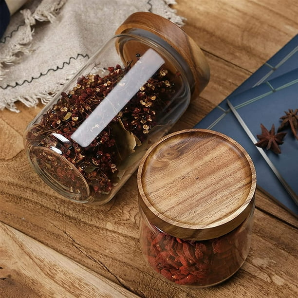 Bote de cocina con tapa de madera