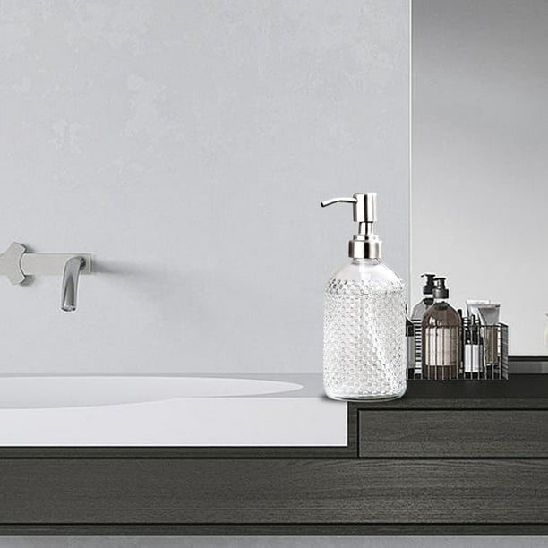 KUSVADO Dispensador de jabón de ducha de vidrio sin taladro/dispensador de  jabón de manos con soporte ajustable de acero inoxidable para baño y cocina