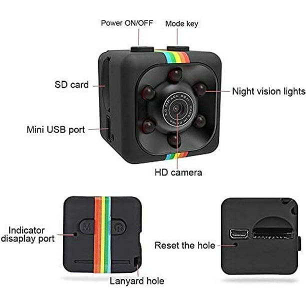 Mini cámara espía, Full HD 1080P Mini coche DV DVR cámara espía Dash Cam IR  visión nocturna (negro) Fason WLJ-4748