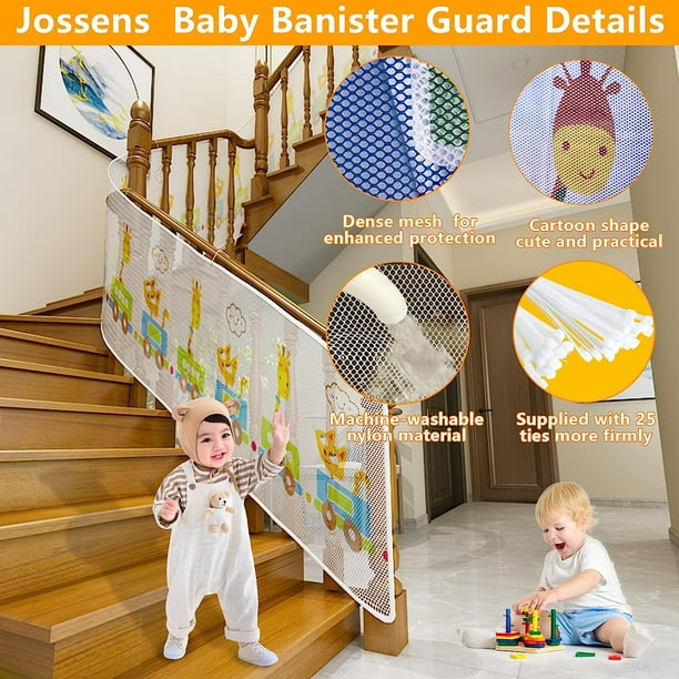 Puerta de bebé para escaleras, protector de barandilla para niños,  mascotas, juguetes, red de seguridad de malla para escaleras de barandilla  de
