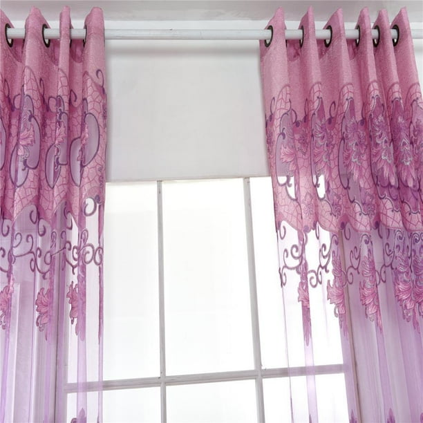 Cortinas transparentes para dormitorio con ganchos de gasa blanca para  ventanas de salón, 2 paneles, rosa 3,5 x 2,7 x 2,7 x 2