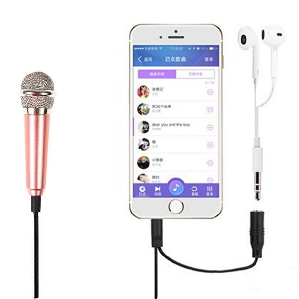 [2 piezas] Mini micrófono, mini micrófono de karaoke vocal y grabación  portátil para iPhone, iPad, portátil, Android, micrófono pequeño ideal para