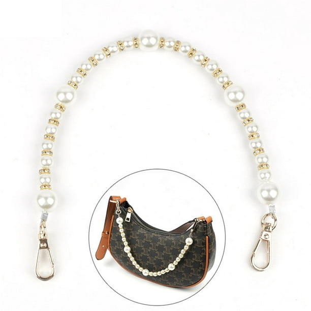 Bolso de hombro para mujer, cadena de metal con perlas artificiales, correa  de cadena, cinturón cruzado, accesorios de repuesto para bolsos