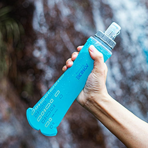 Botella de agua plegable Bolsa de agua portátil Botella de agua plegable  reutilizable Botella de bebida plegable para correr Viajar Ciclismo  Gimnasio Azul Sunnimix Botella de bebida plegable