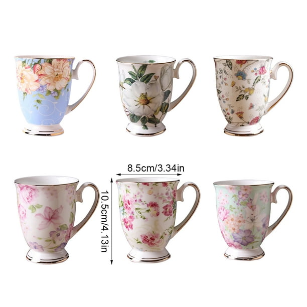 Ounissouiy Taza clásica de flores, tazas de cerámica para café, té