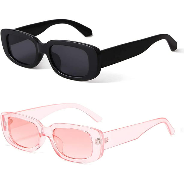 Gafas de sol rectangulares para mujer, gafas de conducción Retro, moda  Vintage de los 90, montura cuadrada estrecha, protección UV400 Ormromra  WMZL-1666-4