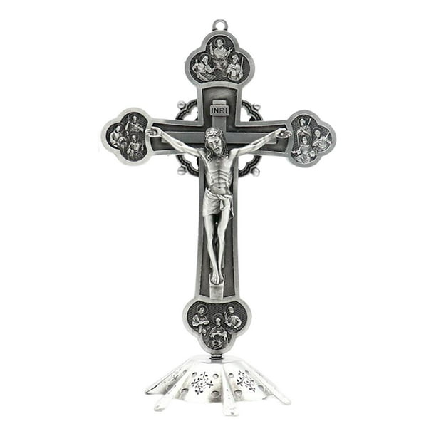 Crucifijo de pie , decoración de de arte de pared, estatua de Cruz de  Jesucristo, , artesanías religioso, Cruz de Jesús Estaño Sunnimix Crucifijo  de pared Cruz