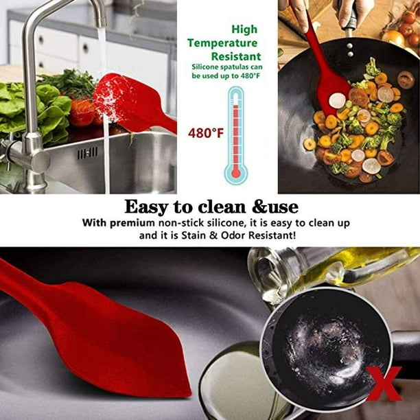 Juego de utensilios de cocina de silicona – 446 °F resistente al calor  utensilios de cocina de silicona para cocinar, juego de espátulas de cocina  con