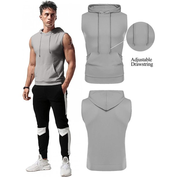 Camisetas de entrenamiento con capucha para hombre, camisetas sin mangas  para culturismo y entrenamiento muscular, sudaderas con capucha para