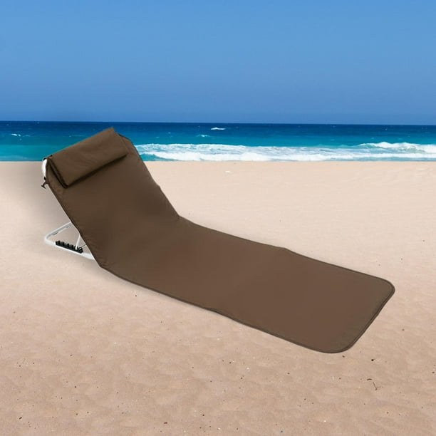 Tumbona de playa, tumbona al aire libre, silla de playa portátil, plegable,  para adultos con respaldo (negro)