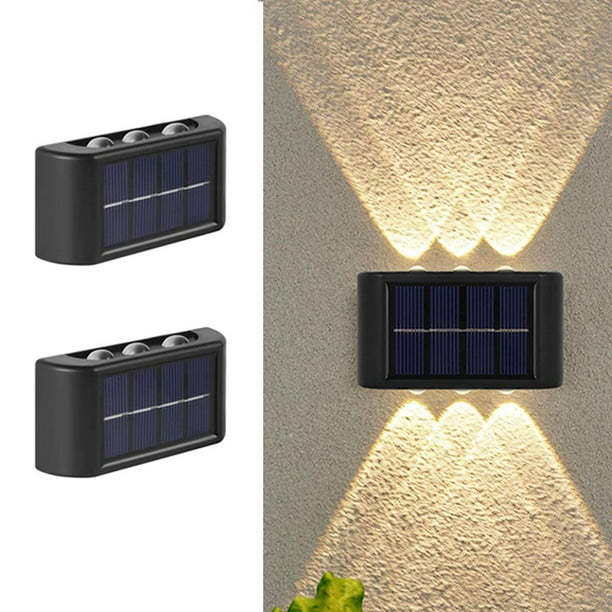 2 uds colector Solar luces arriba y abajo lámparas solares impermeable  interior exterior LED luz de pared para jardín Patio garaje camino de  entrada