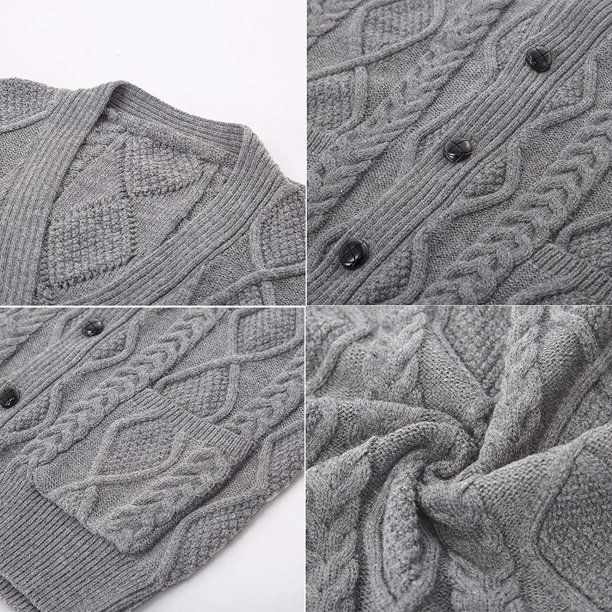 Chaleco de suéter para hombre Chaleco de punto de cable sin mangas con  cuello en V Adepaton CJWUS-3016