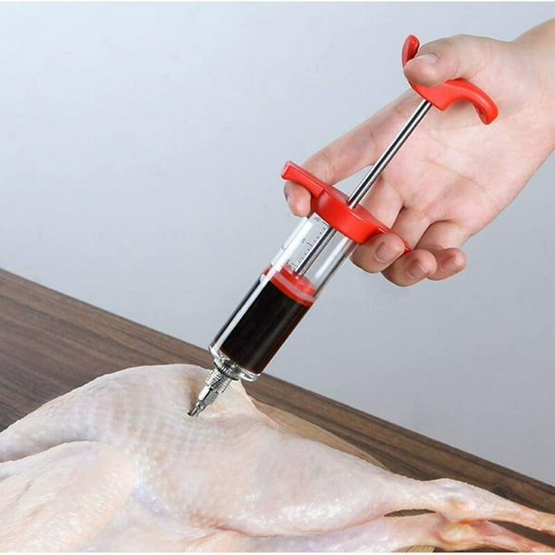 Jeringa para inyectar condimentos, carnes, pollos, aguja de cocina