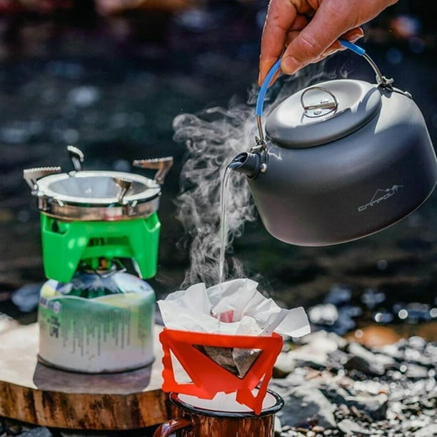 Hervidor de agua caliente para acampar, cafetera, fogata abierta