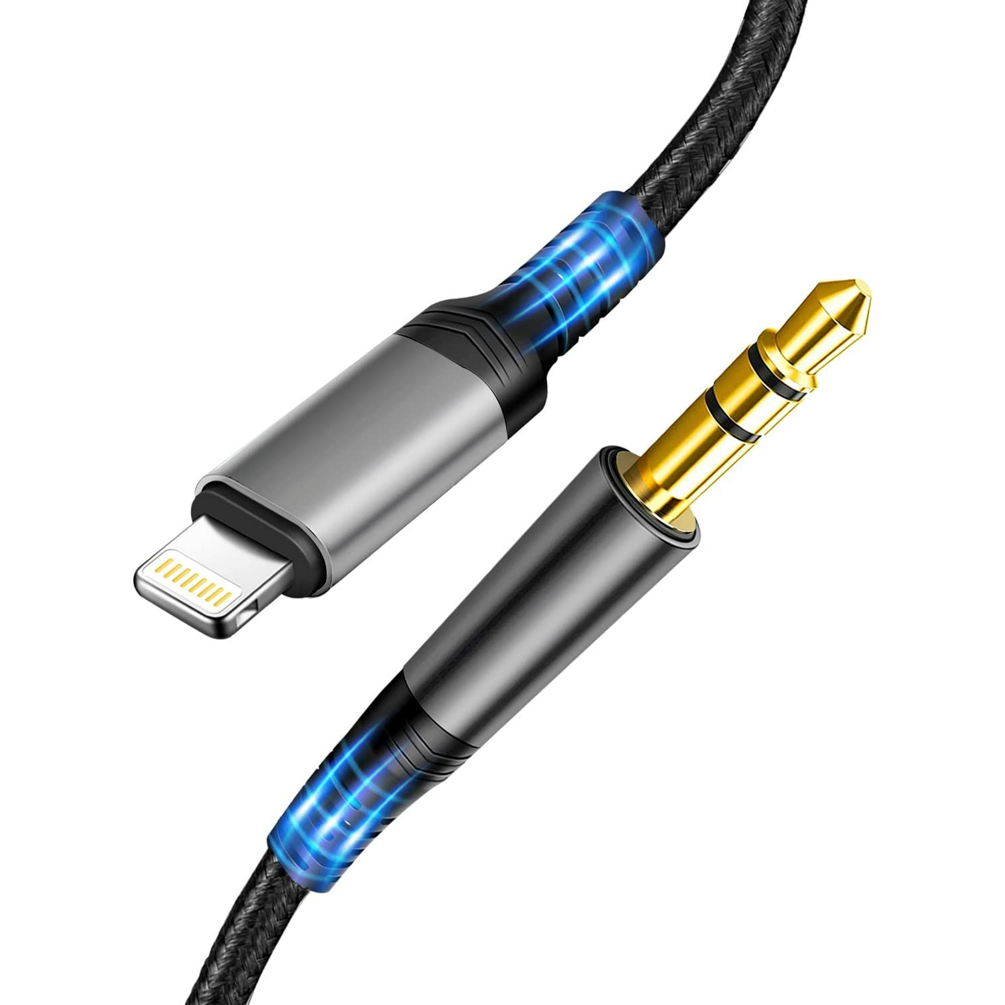Cable de audio auxiliar para iPhone, Lightning a 3,5 mm, cable auxiliar de  audio estéreo de nailon de 1 m, compatible con iPhone 14/12/12 Pro/13/13  Pro/SE/11/11Pro/X/XS/XR/8/radios de coche Rojo Verde
