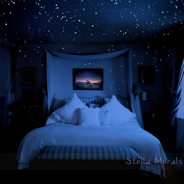  Estrellas de techo brillantes azules para dormitorio