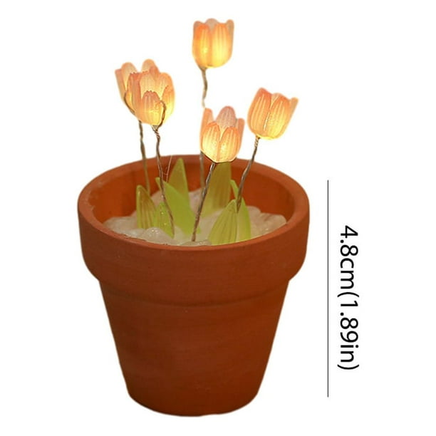 Luz de noche de tulipán hecha a mano, lámpara de mesa de flores