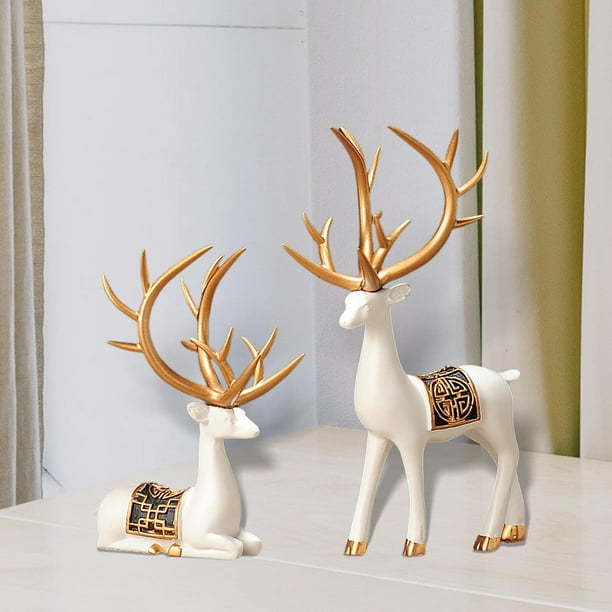  Un par de figuras decorativas de resina para decoración del  hogar europea, creativas de boda, animales, figuras de decoración del  hogar, color blanco : Hogar y Cocina
