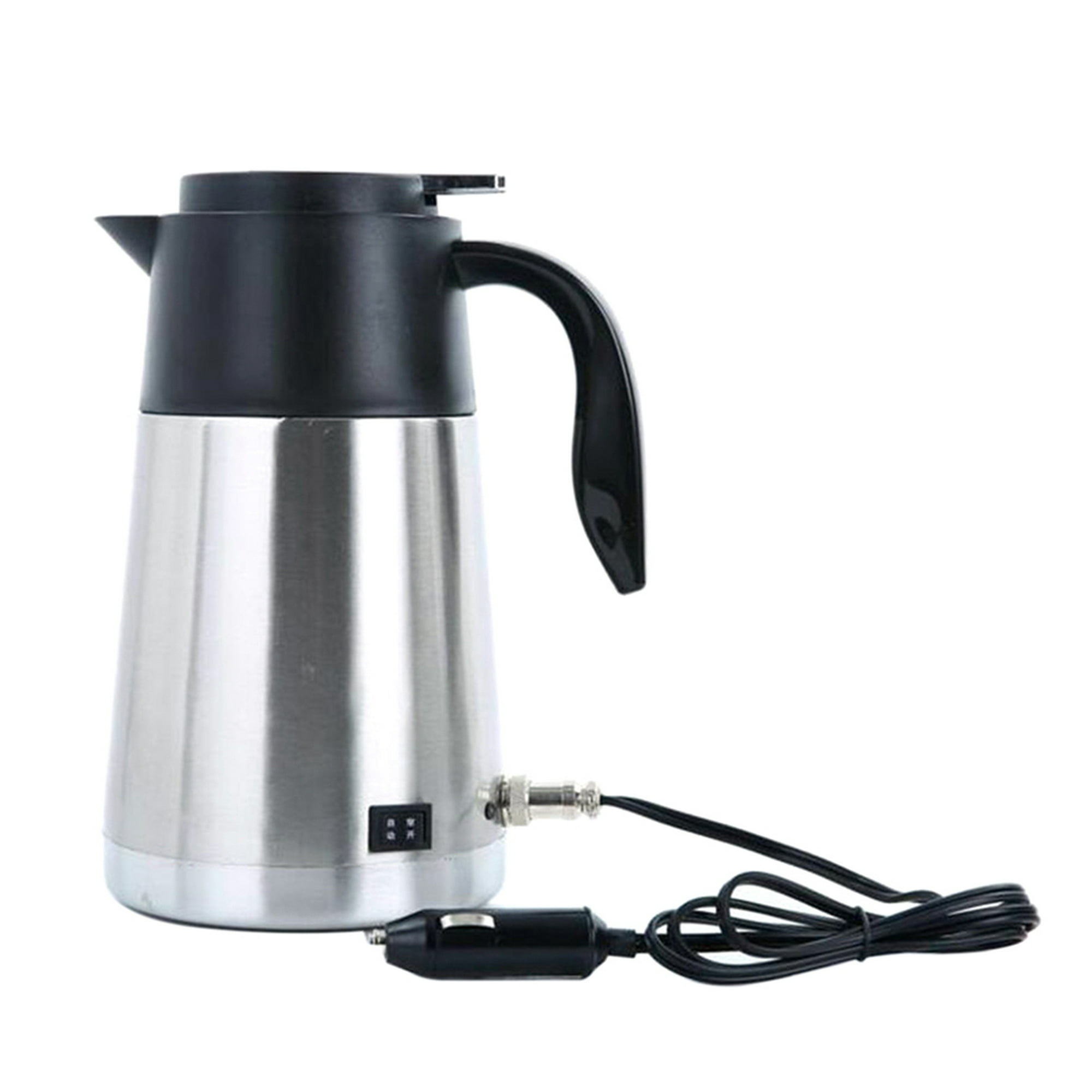 Calentador de agua para automóvil, 12 V, 25.4 fl oz, acero inoxidable,  hervidor eléctrico, taza de café, botella de agua de viaje con cargador de  CC