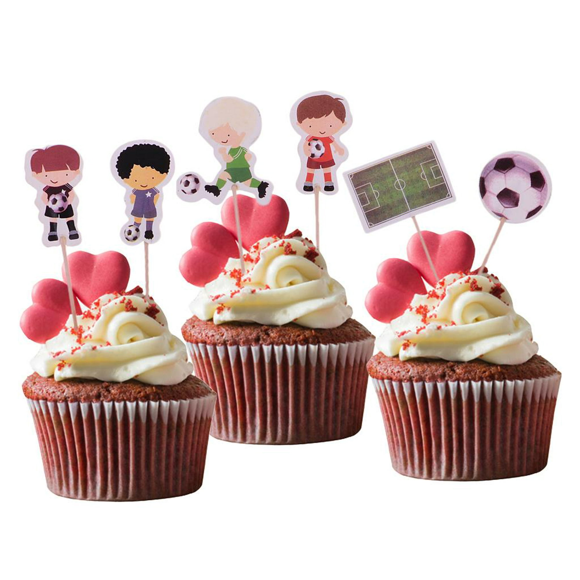 Adornos Comestibles para Cupcakes, Fútbol, Pk/6<br>