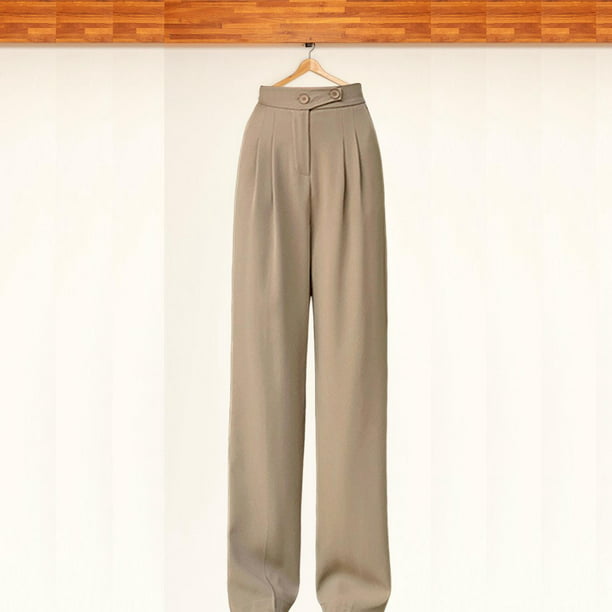 Pantalones casuales de algodón con pierna recta fruncida y