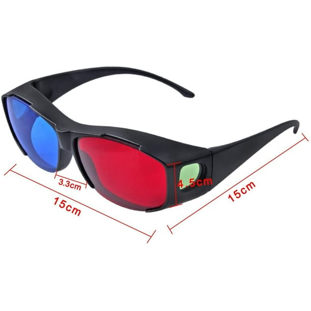 Othmro 3 lentes 3D rojo-azul con marco de plástico, lente de resina negra,  gafas de juego de película 3D, gafas de visión 3D, gafas de estilo 3D para