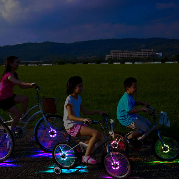 Cubo de luces de rueda de bicicleta recargable de 2 neumáticos, luces LED  impermeables para radios de ciclismo, luz de decoración de bicicleta de 7