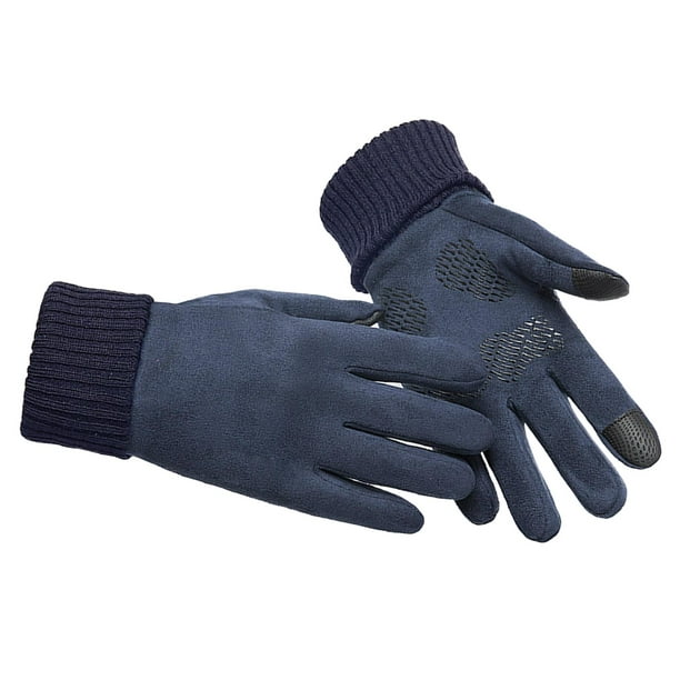 Guantes cálidos antideslizantes para invierno, guantes de lana térmica  impermeables con pantalla táctil, guantes suaves para ciclismo, clima frío  para Azul Yinane Guantes cálidos de invierno