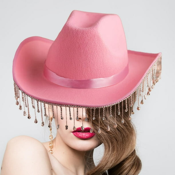 Sombrero de vaquero de estilo occidental, sombrero ancho para mujer,  sombreros de boda, sombrero de fieltro con de cristal para novia Sombrero  Yuyangstore Sombrero de vaquero