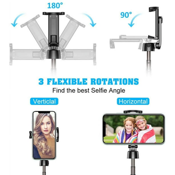 Selfie Stick trípode retráctil de aluminio Selfie Stick portátil  desmontable Bluetooth Control remoto Compatible Ormromra HMHZ1401