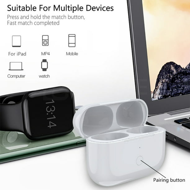  Funda de carga inalámbrica compatible con AirPods Pro, funda de  carga de repuesto para Air Pods Pro con batería de 660 mAh y botón de  emparejamiento Bluetooth, sin auriculares, color negro 