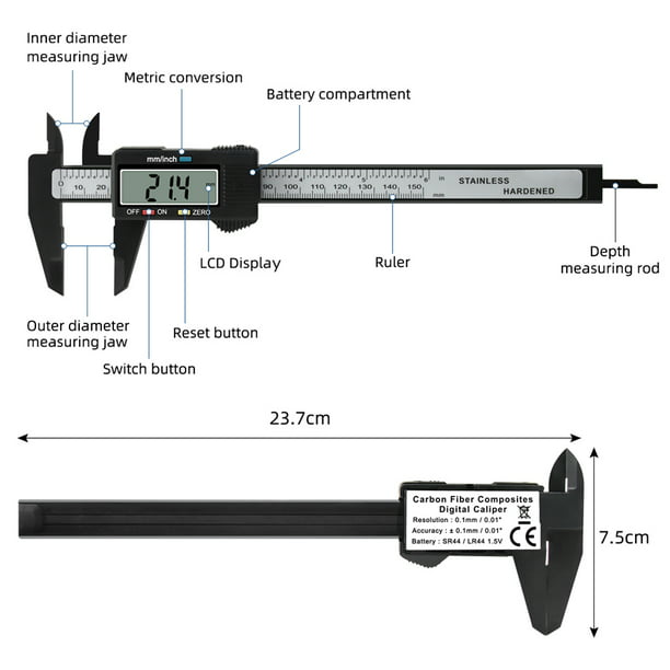 INSTAR-calibrador Digital, calibrador Vernier electrónico de 0-150mm, 6  pulgadas, 1/128 inoxidable, endurecido, calidad media