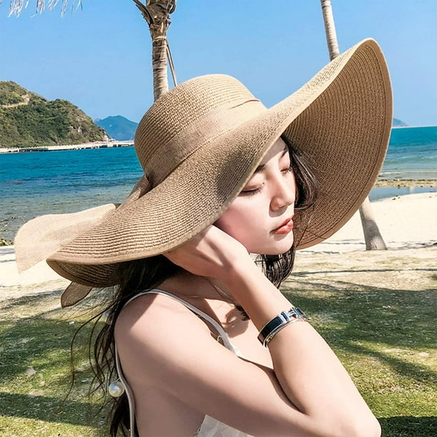 Sombrero de ala ancha para mujer, sombrero de paja con protección solar,  sombrero enrollable plegable flexible, sombreros de playa con protección UV  de verano UPF 50+ Zhivalor YZY211-5