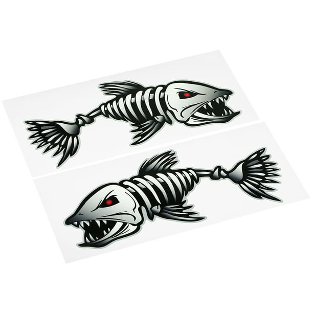2 piezas dientes de pescado boca pegatinas esqueleto pescado
