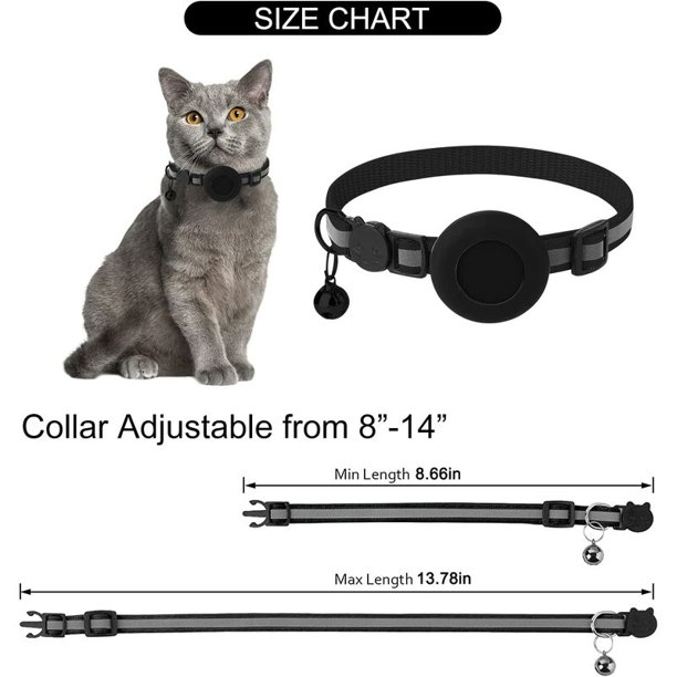 Collier Chat Airtag,Collier pour Chat avec Cloche Collier Chat airtag  Support Airtag étanche Boucle de Sécurité,Collier Chat Anti étranglement, Collier Chat personnalisé (S, Black)