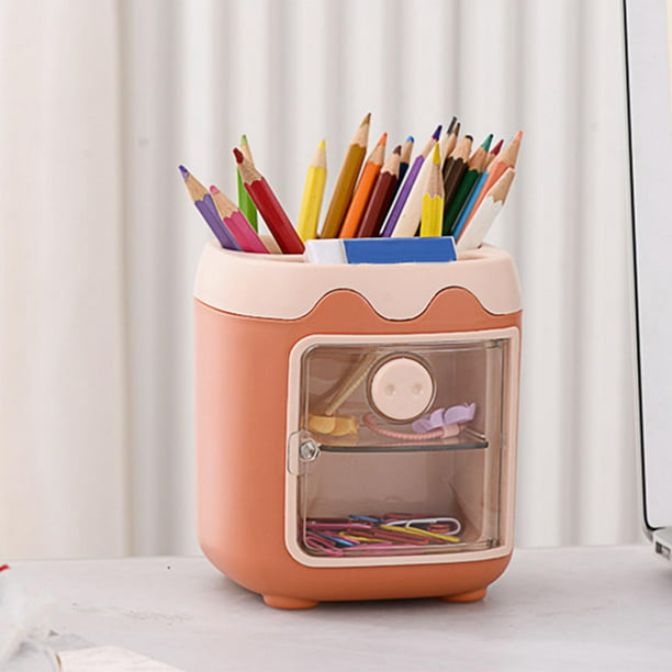 Cajón organizador de escritorio de plástico para suministros de oficina,  pequeño soporte de almacenamiento de lápices para accesorios escolares en