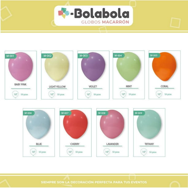 Bola Bola macarrón / Globos color pastel / (M-008 LAVANDER) / 10 pulgadas /  Set de 5 bolsas con 50 unidades de globos por bolsa / Aptos para aire y  helio / Decoración de eventos PANEL DECORATIVO 7503036737306