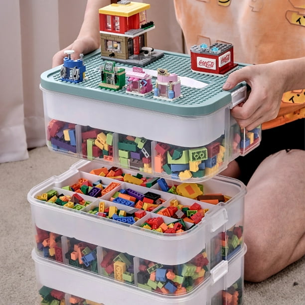 Moyic Caja de almacenamiento de plástico para niños, gran capacidad de  almacenamiento con tapa para organización de juguetes, cajas Almacenamiento  y organización del hogar Verde oliva 1 sin partición