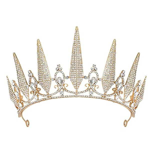 Anguila cuenca Dibuja una imagen Tiaras y coronas doradas para mujer, Tiara nupcial de cristal para boda,  corona de cumpleaños de Met TUNC Sencillez | Walmart en línea