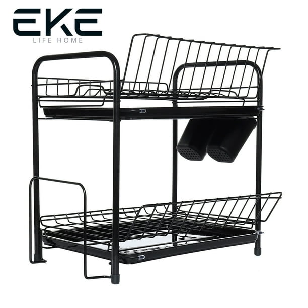 Escurridor Eke Life Home Eke07 Trastes Platos Fregadero Aluminio Negro  Moderno