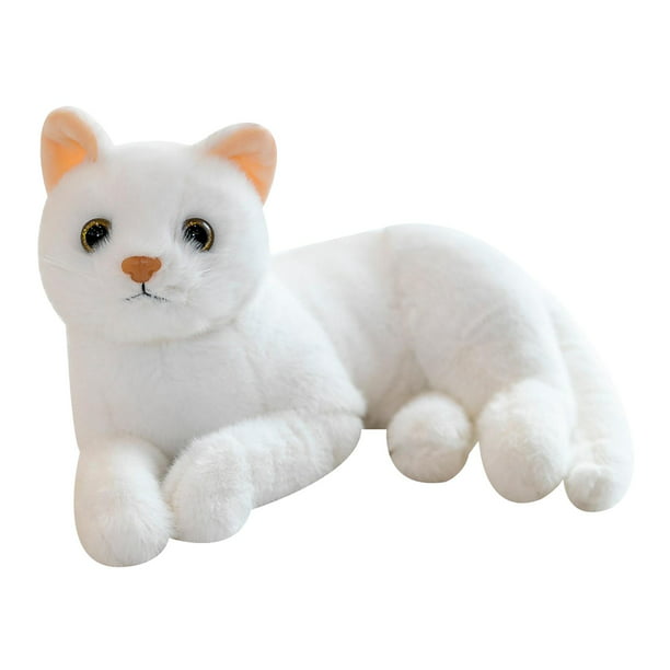 Encantador gato propenso Gato de peluche Juguete de peluche Juguete de  peluche Gato realista realista Blanco Zulema muñeca gato