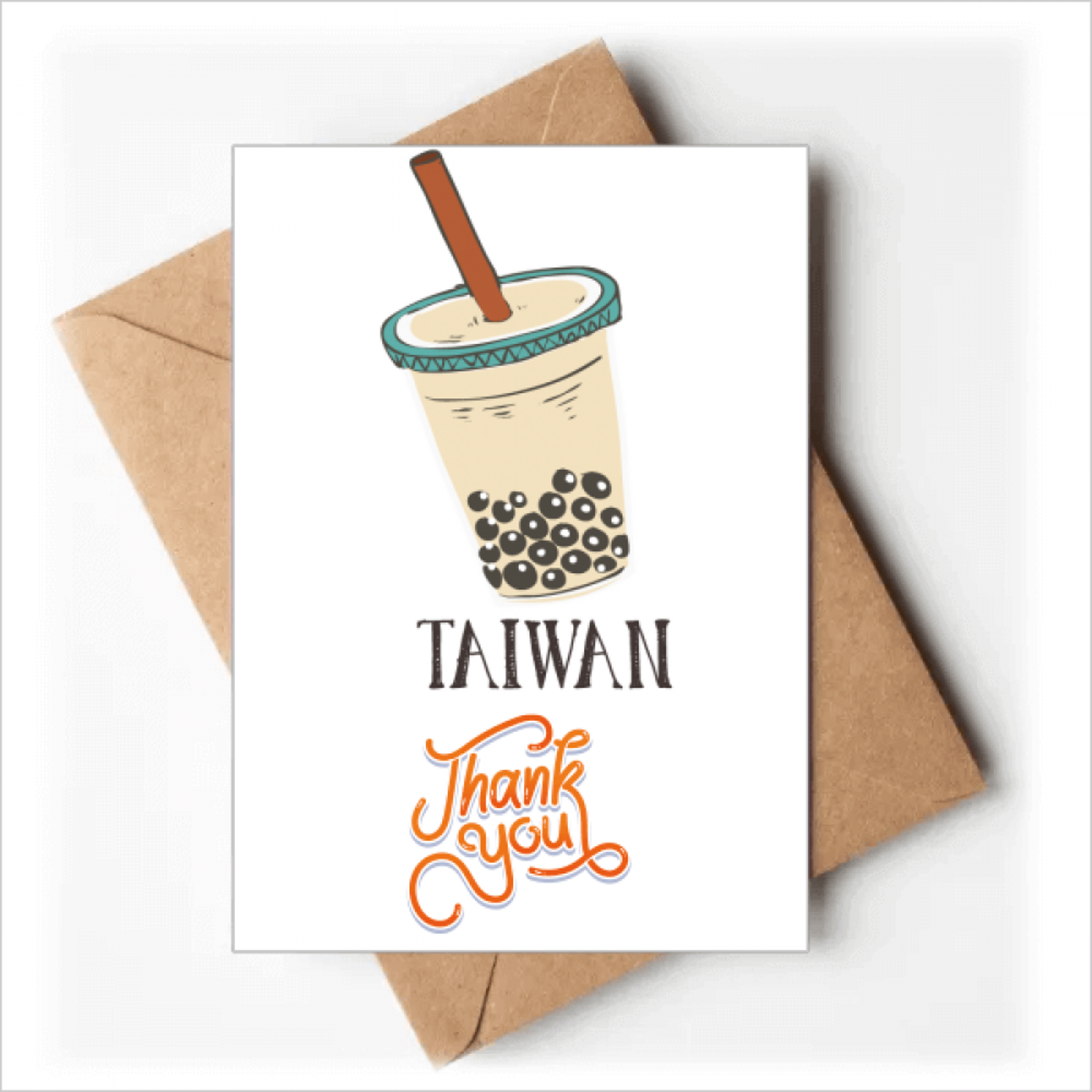 Copa Perla leche Tea Food Taiwan Nota en blanco del sobre de la tarjeta ...